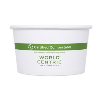 World Centric BOPA12 4.5 in. Diameter x 2.5 in. h Paper Bowls - White (500/Carton)