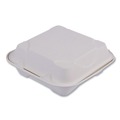 Food Containers & Lids | Eco-Products EP-HC81NFA Vanguard 8 in. x 8 in. x 3 in. 1-Compartment Renewable and Compostable Sugarcane Clamshells - White (200/Carton) image number 6