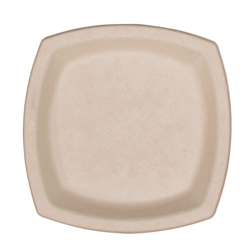 Plates | Dart 6PSC1PF 6.7 in. x 6.7 in. ProPlanet Seal Compostable Fiber Plate Dinnerware - Tan (125/Pack) image number 0