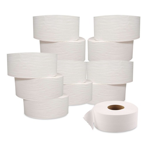 Toilet Tissues | GEN 1516 3.1 in. x 1000 ft. 2-Ply JRT Jr. Jumbo-Junior Bath Tissue - White (12/Carton) image number 0