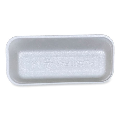 Food Containers & Lids | GEN 15WH 8.38 in. x 3.94 in. x 1.1 in. #1.5 Meat Trays - White (1000/Carton) image number 0