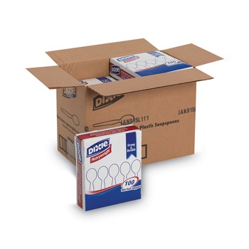 Dixie SH207 Heavyweight Plastic Cutlery Soup Spoons - White (1000/Carton)