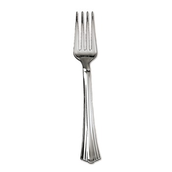  | WNA WNA 610155 Reflections Design Heavyweight Plastic Forks - Silver (600/Carton)