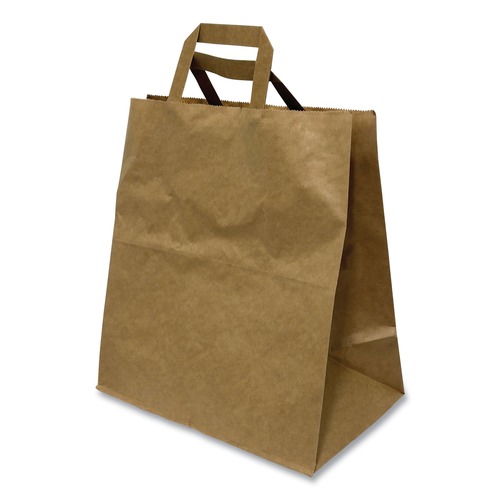 Shopping Bags | Kari-Out 1200410 11 in. x 7 in. x 12 in. Natural Kraft Flat Handles Kraft Paper Bags - Brown (250/Carton) image number 0