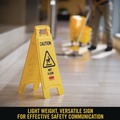 Signs | Rubbermaid Commercial FG611277YEL 11 in. x 12 in. x 25 in. Caution Wet Floor Sign - Bright Yellow (6/Carton) image number 3