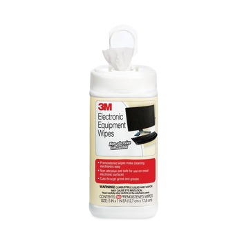 DISINFECTING AND CLEANING WIPES | 3M CL610 5.5 in. x 6.75 in. 1-Ply Electronic Equipment Cleaning Wipes - Unscented, White
