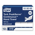 Perforated Roll & Hand Towels | Tork 105065 1-Ply 7.91 in. x 8.85 in. PeakServe Continuous Hand Towel - White (12/Carton) image number 1