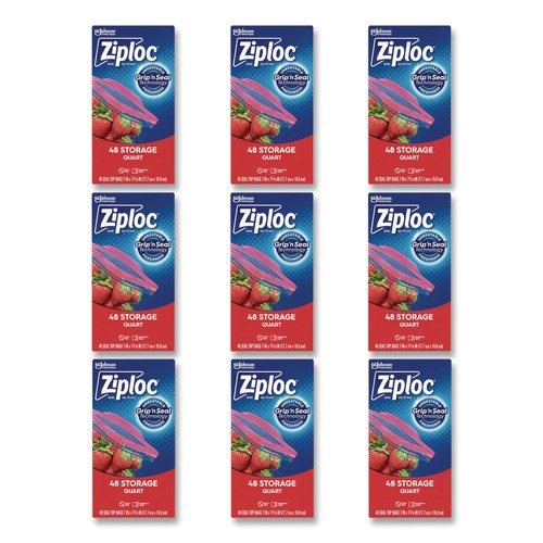 Resealable Bags | Ziploc 351317 1 Quart 1.75 mil. 9.63 in. x 8.5 in. Double Zipper Storage Bags - Clear (9/Carton) image number 0