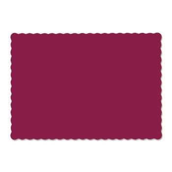 PLACEMATS | Hoffmaster 310524 9.5 x 13.5 Solid Color Scalloped Edge Placemats - Burgundy (1000/Carton)