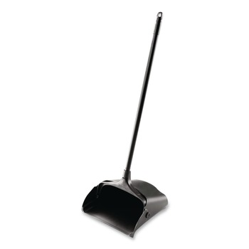 DUST PANS | Rubbermaid Commercial FG253100BLA 12.5 in. x 37 in. Lobby Pro Polypropylene with Vinyl Coat Upright Dustpan with Wheels - Black