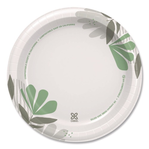 Plates | Dixie UX9WS Pathways Soak-Proof Shield WiseSize 8.5 in. Paper Plates - Green/Burgundy (125/Pack, 4 Packs/Carton) image number 0