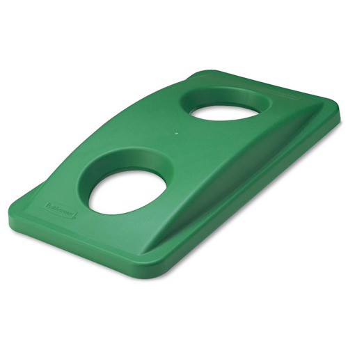 Waste Receptacle Lids | Rubbermaid Commercial FG269288GRN 20.38 in. x 11.38 in. x 2.75 in. Lid for Slim Jim Bottle Recycling Container - Green image number 0