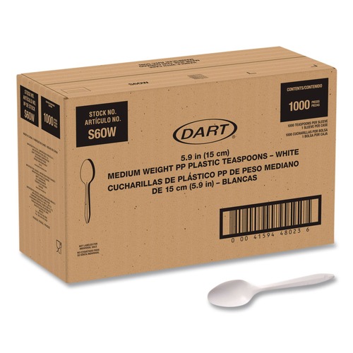 Disposable Spoons | SOLO S6OW Style Setter Medium Weight Polypropylene Teaspoon Cutlery - White (1000/Carton) image number 0