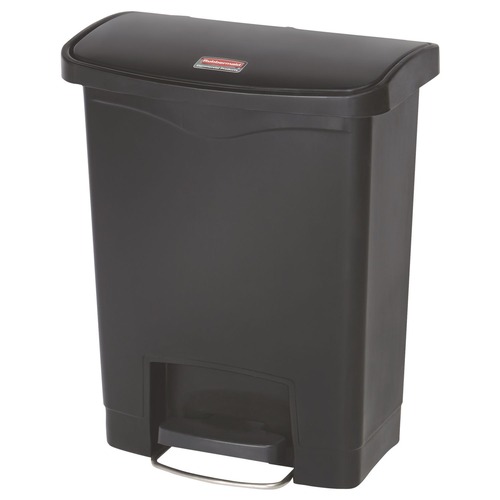 Indoor Waste Receptacles | Rubbermaid Commercial 1883609 Streamline 8-Gallon Front Step Style Resin Step-On Container - Black image number 0