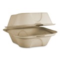Food Containers & Lids | World Centric TO-SC-U15B-LFP 6.5 in. x 6 in. x 3.2 in. Paper Burger Box Fiber Hinged Containers - Natural (500/Carton) image number 0