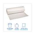Low-Density Trash Bags | Boardwalk H6639HWKGR1 33 in. x 39 in. 33 gal. 0.6 mil Perforated Roll Low-Density Waste Can Liners - White (150/Carton) image number 3