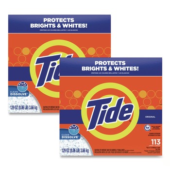 Tide 80811557 129 oz HE Compatible Powder Laundry Detergent - Original Scent (2/Carton)