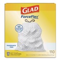 Drawstring & Kitchen Bags | Glad 22541 ForceFlex Kitchen Drawstring Trash Bags, Drawstring, 13 gal, Unscented, 23.47 x 25.38, White, 110 Bags/Box, 3 Boxes/Carton image number 3