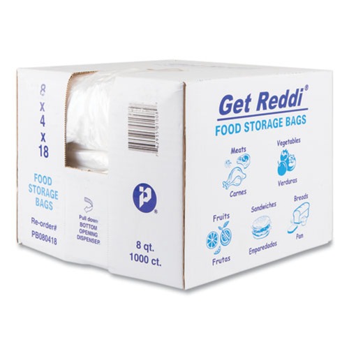 Food & Utility Bags | Inteplast Group PB080418 8-Quart 0.85 mil. 8 in. x 18 in. Food Bags - Clear (1000/Carton) image number 0