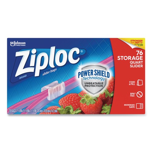 Resealable Bags | Ziploc 316490 5.88 in. x 1.88 in. x 7.88 in. Quart Slider Storage Bags - Clear (9/Carton) image number 0