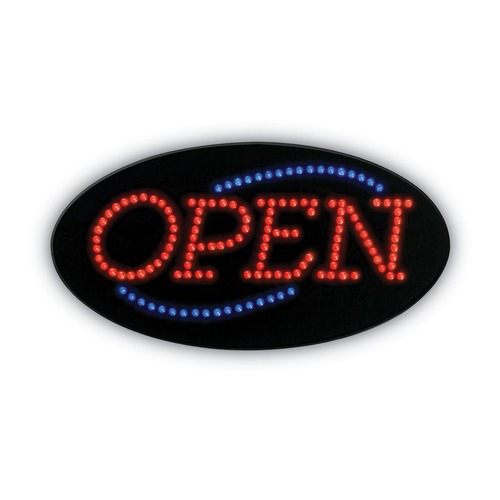 Business & Erasable-Surface Signage | Cosco 098099 10.5 in. x 20.13 in. LED OPEN Sign - Red and Blue Graphics image number 0