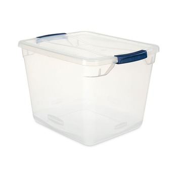 OFFICE BOXES AND BINS | Rubbermaid RMCC300014 13.37 in. x 18.75 in. x 10.5 in. 30-Quart Clever Store Basic Latch-Lid Container - Clear