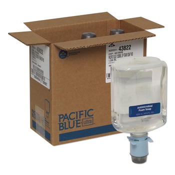Georgia Pacific Professional 43822 Pacific Blue Ultra 1,200 mL Antimicrobial E2 Rated Automated Foam Soap Refill - Fragrance-Free (3/Carton)