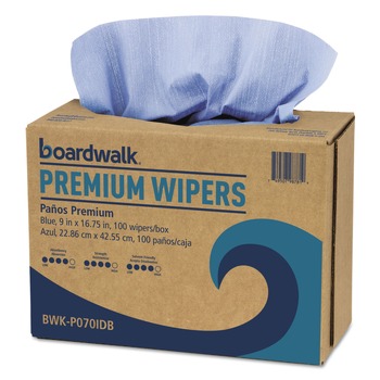 CLEANING CLOTHS AND WIPES | Boardwalk BWK-P070IDB 8.26 in. x 16.75 in. Hydrospun Wipers - Blue (1000/Carton)