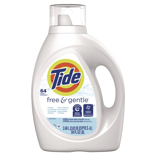 Laundry Detergents | Tide 41829 84 oz. Bottle 64 Loads Free and Gentle Liquid Laundry Detergent (4/Carton) image number 0
