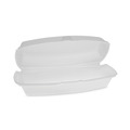 Food Containers & Lids | Pactiv Corp. YTH100980000 7.25 in. x 3 in. x 2 in. Single Tab Lock Hot Dog Foam Hinged Lid Containers - White (504/Carton) image number 1