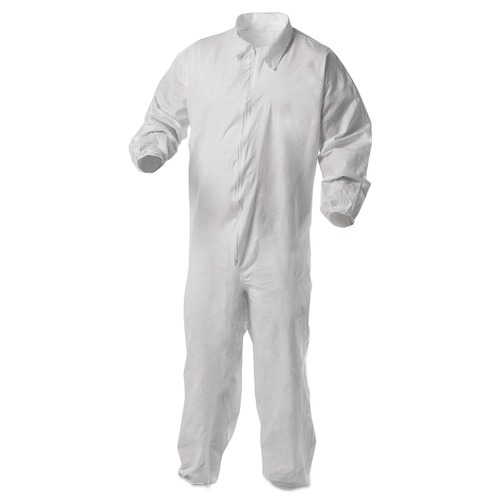 Clothing Protection | Ansell 38930 A35 Zipper Front, Elastic Wrists and Ankles Liquid and Particle Protection Coveralls - 2X-Large, White (25/Carton) image number 0