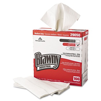 Georgia-Pacific 29050/03 9.25 in. x 16.69 in. 4-Ply Medium Duty Scrim Reinforced Wipers - Unscented, White (166/Box, 5-Boxes/Carton)