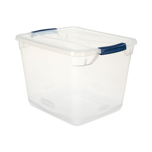 Office Boxes & Bins | Rubbermaid RMCC300014 13.37 in. x 18.75 in. x 10.5 in. 30-Quart Clever Store Basic Latch-Lid Container - Clear image number 0