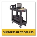 Carts | Rubbermaid Commercial FG450500BLA 19.19 in. x 37.88 in. x 33.33 in. 500 lb. Capacity Plastic Flat Shelf Utility Cart - Black image number 6
