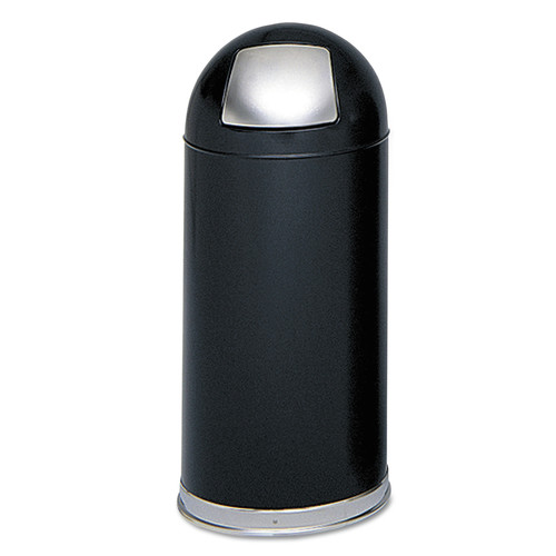 Indoor Waste Receptacles | Safco 9636BL 15-Gallon Steel Dome Top Receptacle with Spring-Loaded Door - Black image number 0