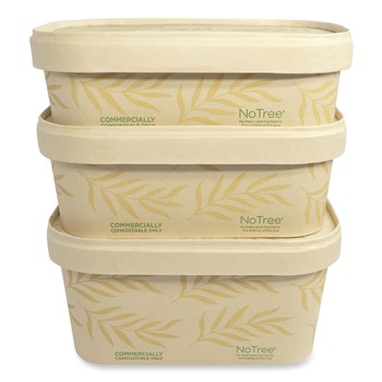 World Centric CT-NT-16 16 oz 4.7 in. x 6.8 in. x 1.6 in. Sugarcane No Tree Rectangular Containers - Natural (300/Carton)