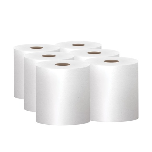 Perforated Roll & Hand Towels | Scott 01005 8 in. x 1000 ft. 1.5 in. Core 1-Ply Essential High Capacity Hard Roll Towels - White (6 Rolls/Carton) image number 0