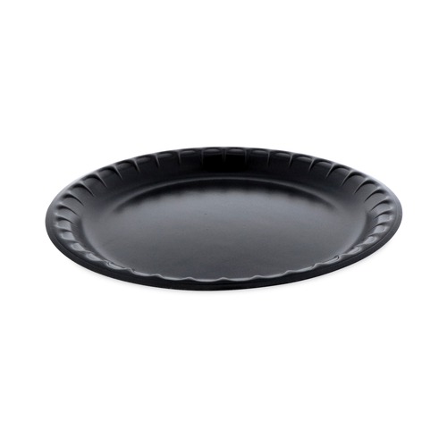 Plates | Pactiv Corp. 0TKB0010000Y 10.25 in. Diameter Placesetter Deluxe Laminated Foam Plate Dinnerware - Black (540/Carton) image number 0
