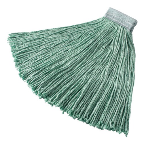 Mop Heads | Rubbermaid Commercial FGF13700GR00 24 oz. Non-Launderable Cotton/Synthetic Cut-End Wet Mop Heads - Green image number 0