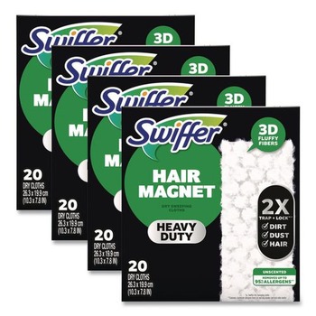 Swiffer 80314634 10.3 in. x 7.8 in. Heavy-Duty Dry Refill Cloths - White (80/Carton)