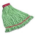 Mop Heads | Rubbermaid Commercial FGA25306GR00 5 in. Red Headband Web Foot Shrinkless Looped-End Cotton/Synthetic Wet Mop Head - Large, Green image number 1