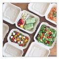 Food Containers & Lids | World Centric TO-SC-U9T-LFP 9.3 in. x 9 in. x 3.3 in. 3-Compartment Paper Fiber Hinged Containers - Natural (300/Carton) image number 1