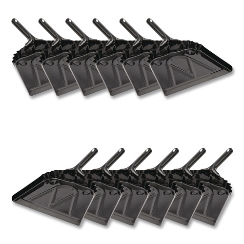 Dust Pans | Boardwalk 528147 12 in. x 14 in. 20-Gauge Steel Dust Pan with 5 in. Handle - Black (12/Carton) image number 0