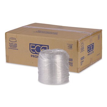 DINNERWARE LIDS | Eco-Products EP-P013LID 9 in. x 1.5 in. 100% Recycled Content Round Plastic Plate Lids - Clear (300/Carton)