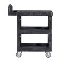 Carts | Rubbermaid Commercial 2203280 BRUTE 25.24 in. x 48.63 in. x 46.18 in. 3 Shelves 600 lb Capacity Resin 3-Shelf Heavy-Duty Ergo Flat Utility Cart - Black image number 2