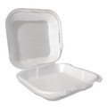 Food Containers & Lids | Plastifar 12091 8 in. x 8.56 in. x 2.76 in. Secure Two Tab Latch Poly Bag Foam Hinged Lid Container - White (200/Pack) image number 0