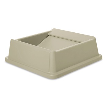 Rubbermaid Commercial FG266400BEIG 20.13 in. Plastic Untouchable Square Swing Top Lid - Beige