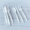 Cutlery Kits | Boardwalk BWK3KITWHPS 3-Piece Mediumweight Fork/Knife/Teaspoon Cutlery Kit - White (250/Carton) image number 2
