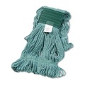 Mop Heads | Boardwalk BWK502GNEA 5 in. Super Loop Cotton/Synthetic Fiber Wet Mop Head - Medium, Green image number 0