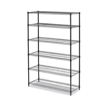Alera ALESW664818BA NSF Certified 6-Shelf 48 in. x 18 in. x 72 in. Wire Shelving Kit - Black Anthracite